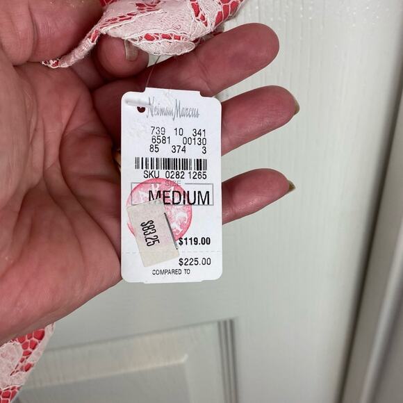 Tart Collections Blazer Single Button Lace Overlay Coral White Sz M NWT - Picture 5 of 8